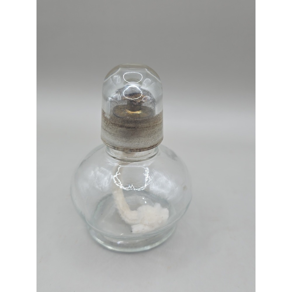 Vintage Round Alcohol Clear Glass Burner New Wick with Cover USA